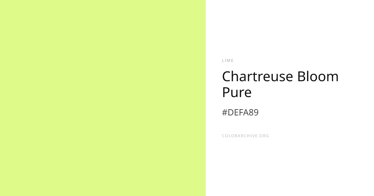 Chartreuse Bloom Pure — #DEFA89 Hex Color Code | ColorArchive