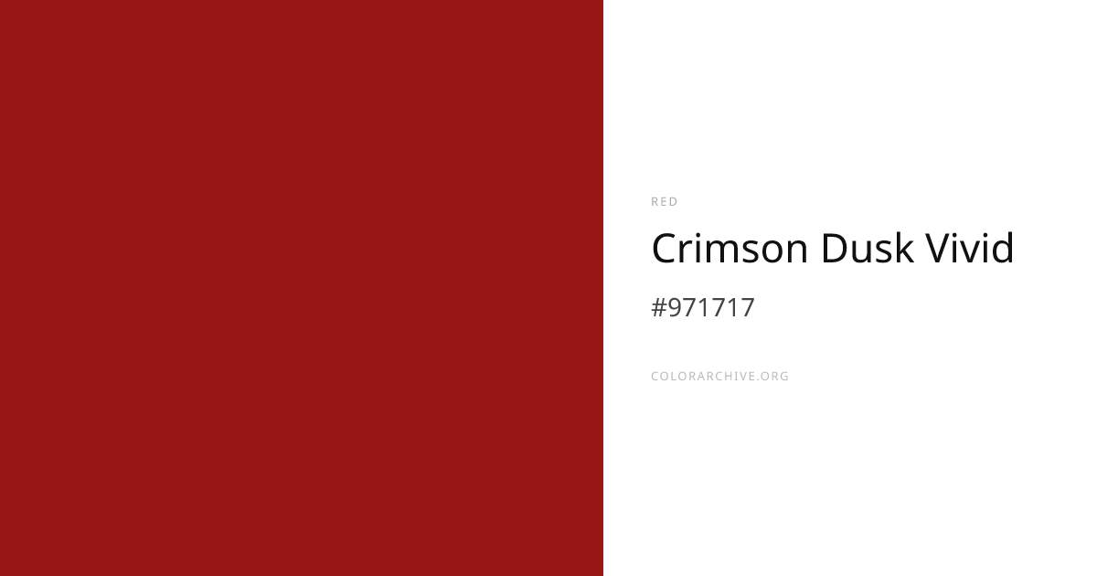 Crimson Dusk Vivid — #971717 Hex Color Code | ColorArchive