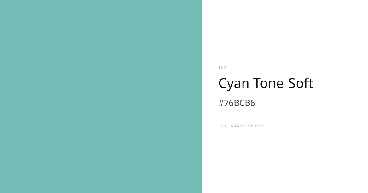 Cyan Tone Soft — #76BCB6 Hex Color Code | ColorArchive