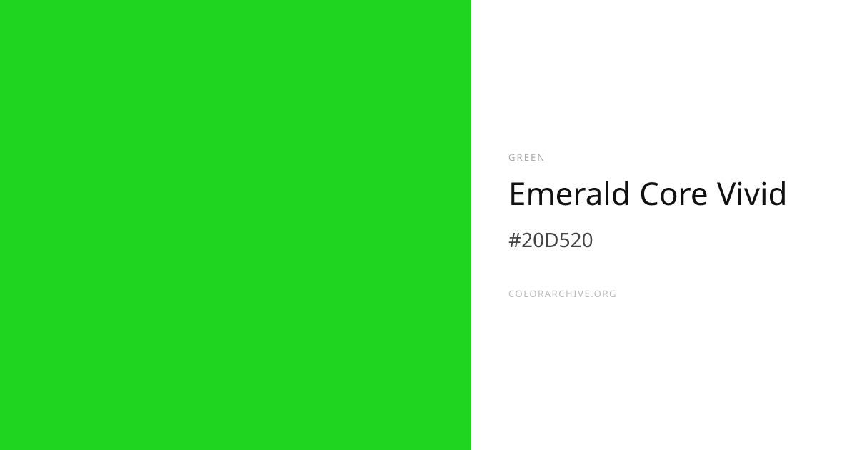 Emerald Core Vivid — #20D520 Hex Color Code | ColorArchive