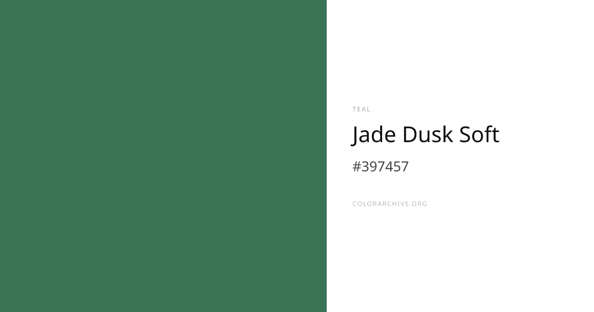 Jade Dusk Soft — #397457 Hex Color Code | ColorArchive