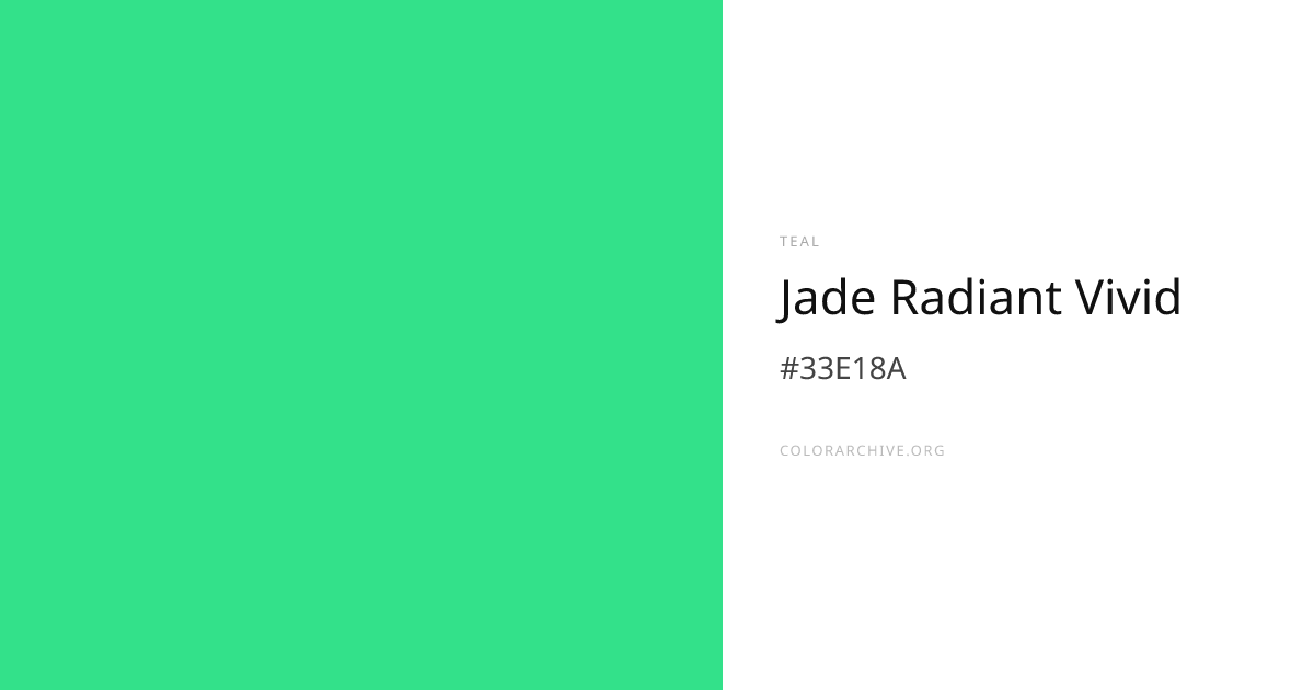 Jade Radiant Vivid — #33E18A Hex Color Code | ColorArchive