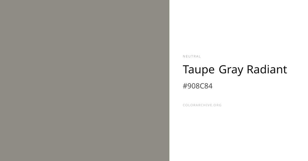 Taupe Gray Radiant — #908C84 Hex Color Code | ColorArchive