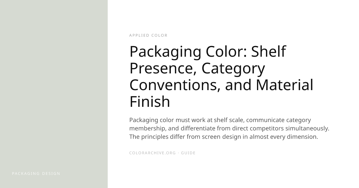 Packaging Color: Shelf Presence, Category Conventions, and Material ...